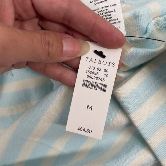 NWT Talbots Ice Skating Embroidered Striped Shirt Womens Size Medium Winter - Picture 8 of 10